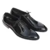 Patent Leather Oxford Shoes - Black - Front View - Pair