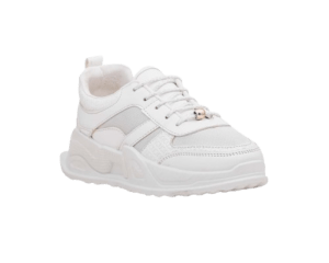 White Casual Sneaker - Cross View
