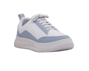 Girls Classic White & Blue Casual Sneaker - cross view