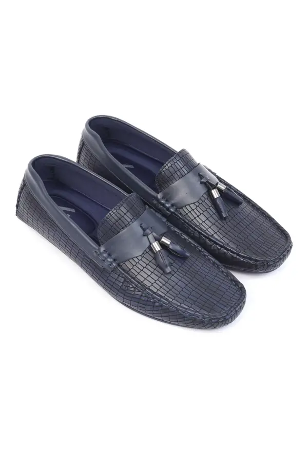 Navy Tassel Formal Loafers - Front view