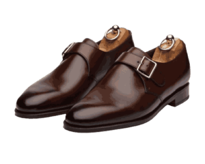 Single Monk Strap Shoes - Brown - Front View