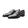 Double Monk Strap Shoes - Black - Front side - Cross view