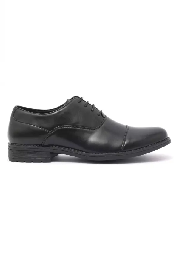 Black Leather Lace-Up Shoes