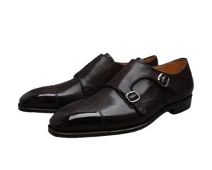Double Monk Strap Shoes - Chocolate Brown - Front side - Cross view