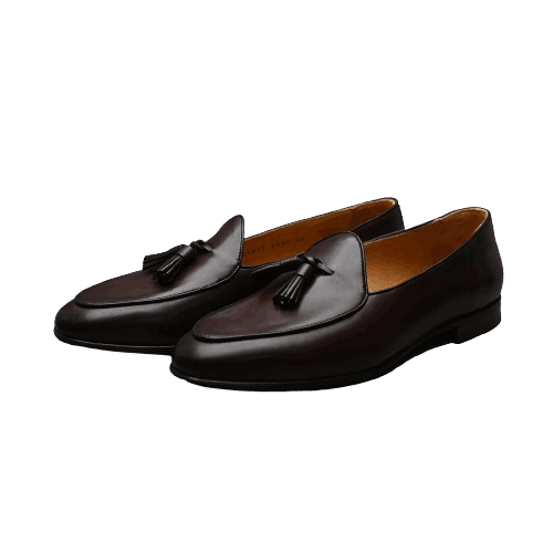 Tassel Loafers - chocolate brown - Corss Left sided front view